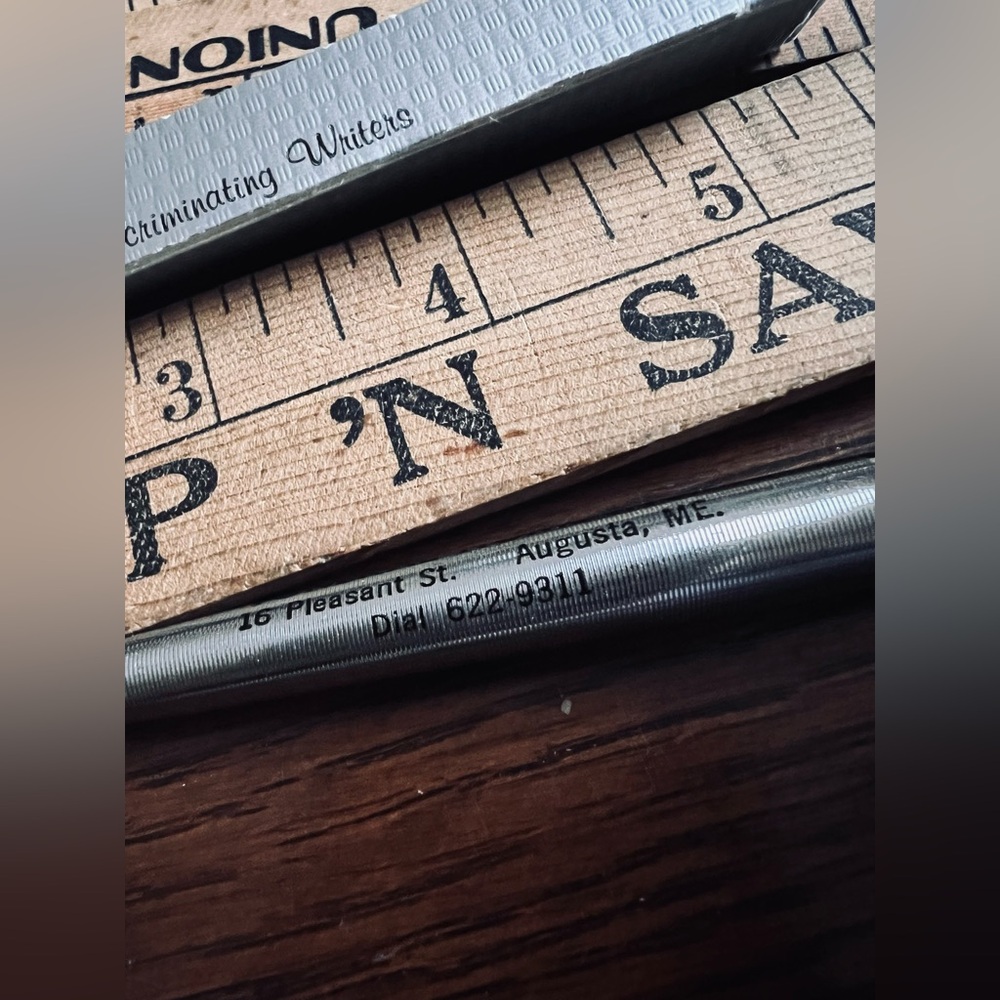Vintage Plummer FUNERAL HOME Wingamatic Ballpoint Pen w/Box Augusta Maine Silver - Picture 4 of 9